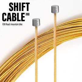 CNC Bike Shifter Cable for Shimano/SRAM|Derailleur Cable，Pro Slick Polished Gear Cable 1.2X 3000mm，Gold.