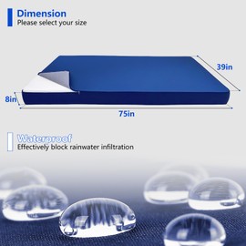 8inch Twin Size Patio Porch Swing Bed Cushion Cover Waterproof, Olefin Outdoor Daybed Mattress Covers Sheet Fitted Slipcover wi8th Zipper-ONLY Twin Cover (Navy Blue, 75 * 39 * 8inch)