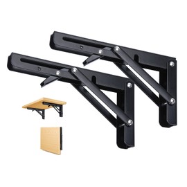 Ozzagar Folding Shelf Brackets 12 Inch, 2pcs Heavy Duty Shelves Bracket Stainless Steel Wall Foldable Shelf Bracket for Table Tops Folding Table Wall Table, Space-Saving, Load Capacity: 60kg / 132lb