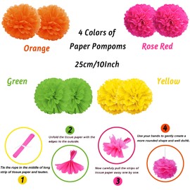 ZERODECO Party Decorations, Multicoloured Fiesta Banner Paper Fans Pompoms Garlands String Festival Theme Swirls for Fiesta Mexican Theme Cinco De Mayo Birthday Party Supplies