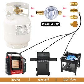 MENSI Upgraded POL Low Pressure Propane Regulator Outlet 11" WC without Over Flow Setting with Universal 1/4" NPT, 3/8" Male Flare Fitting Converters Kit