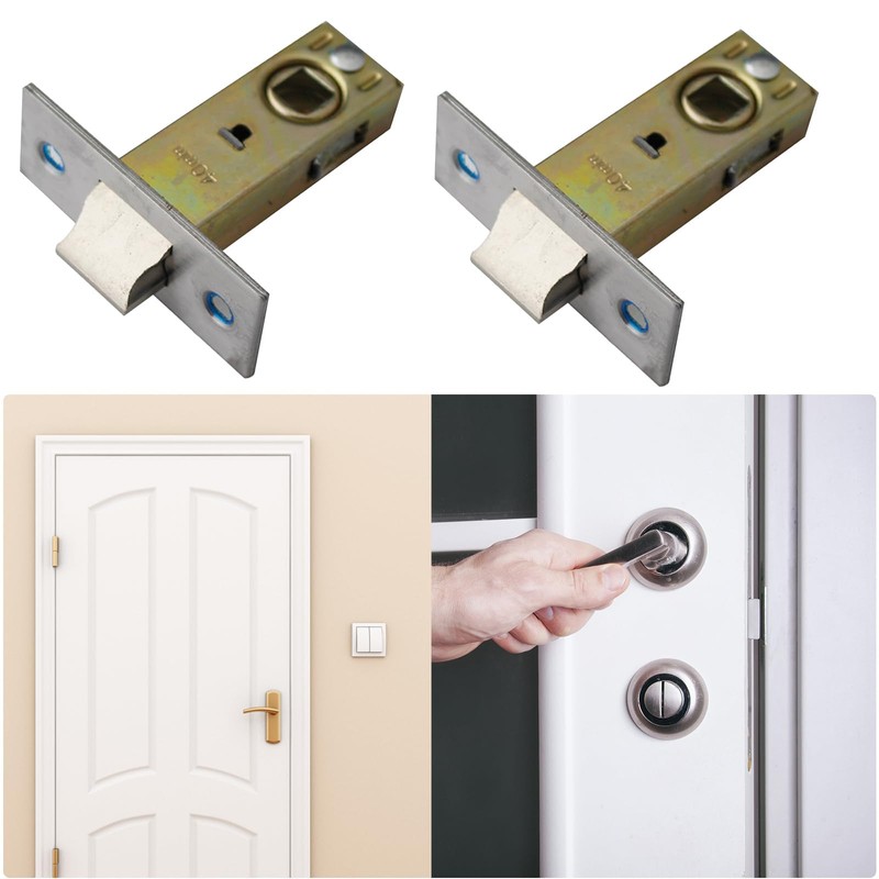 TOP-VIGOR 1Pcs 40mm Tubular Mortice Latch, Flat Tongue Lock, Mute