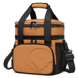 SUNNY BIRD Dual Compartment Lunch Bag, 13L Insulated Adult Lunch Box for Work (Brown)