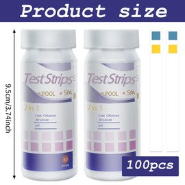 Pool Teststreifen,Pool Tester Ph Und Chlor,2 In 1 Pool-Teststreifen FüR Spa,Wert Test Wassertester Pooltester FüR Spa,Streifen Messgerät Wasser Whirlpool Messen Ph-Wert (100)
