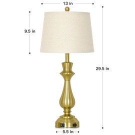 luxeflow Modern Gold Table Lamps Set of 2 for Living Room,30" Tall Bedside Lamp with USB Charging Port,3-Way Dimmable Touch Nightstand Lamp for Bedroom Desk Side Table Office,Gold