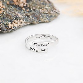 MDJY 925 Sterling Silver Inspirational Rings for Women Hope Rings Encouragement Jewelry (Never give up)