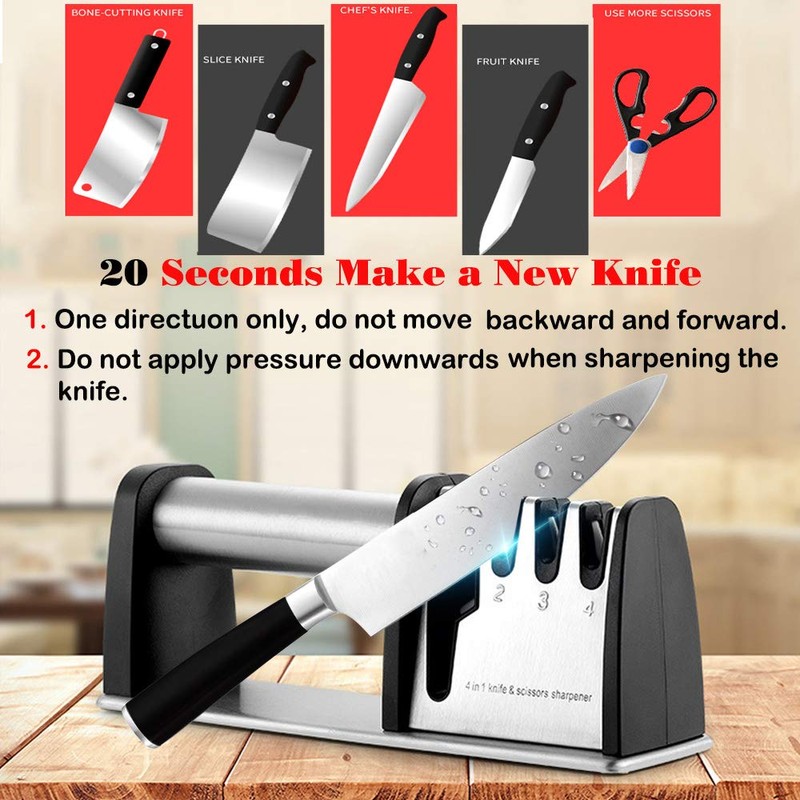 Knife Sharpeners, Best 4 in 1 Manual Kitchen Knives &