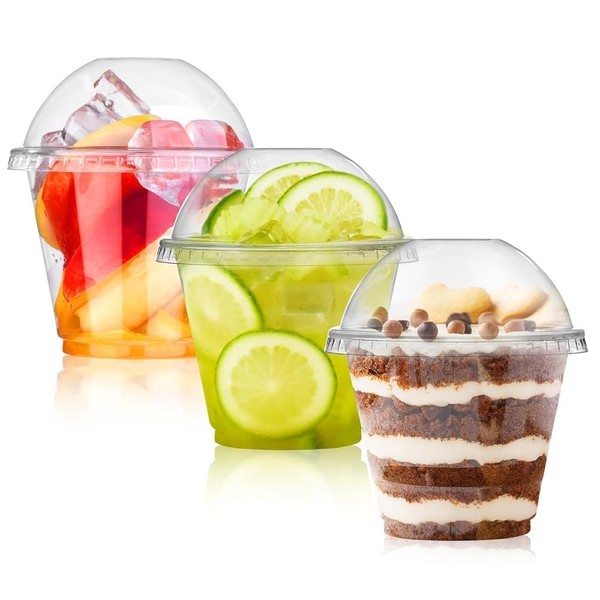 BALDCC 9 oz 50 Pack Clear Plastic Cups with Dome