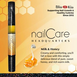 Cuticle Oil Pen for Nails - Nail Strengthener & Growth Serum for Damaged Nails, Hangnails w/Jojoba cuticle oil—Milk & Honey Fragrance - Holographic Glitter Pens 4-Pack (Milk and Honey)