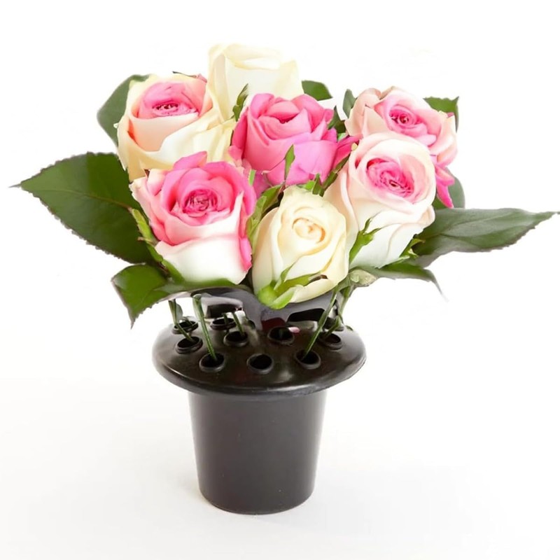 POFET 2PCS Grave Flower Pots Plastic Grave Flower Holders With