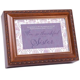 Cottage Garden Musical Trinket Photo Jewelry Box Plays Tune You Light Up My Life 6 x 8 Inch Acrylic and Glass So Thankful You Are My Sister