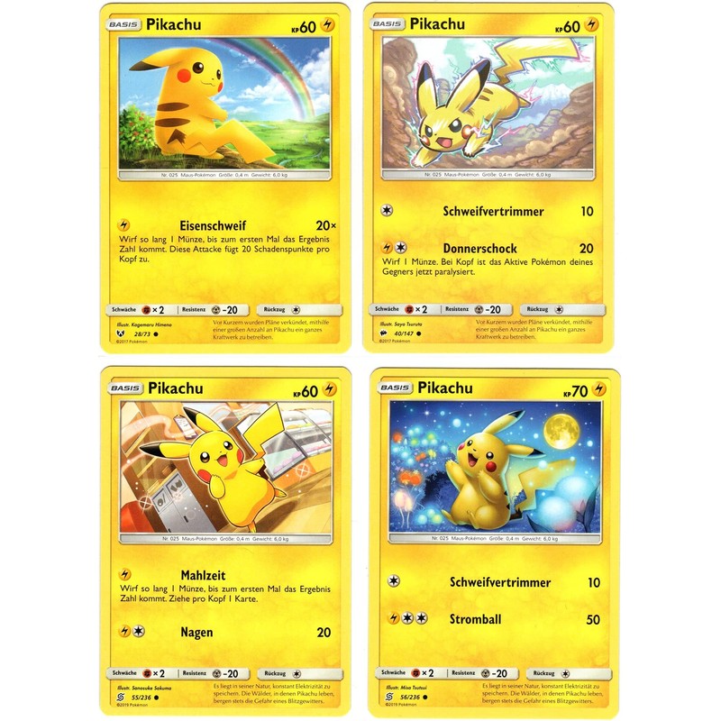 Pikachu x sortierte Pikachu-Pokémon-Karten, deutsche Originalkarten