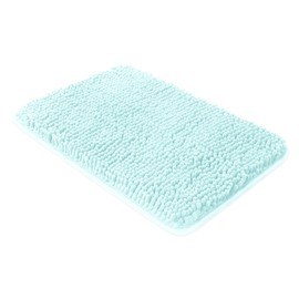 Yeaban Small Bathroom Rugs 12"x18" – Thick Chenille Bath Mats | Absorbent and Washable Bath Rug Non-Slip, Plush and Soft Rugs for Bathroom, Shower, Sink(Aqua)