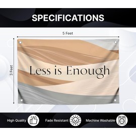 3x5 Feet Minimalism Polyester Flags with 4 Brass Grommets - Less is Enough Banner for Wall Decoration - Beige and Brown Waves Classic Banner for Indoor or Outdoor - Single Sided Flag with Quoted