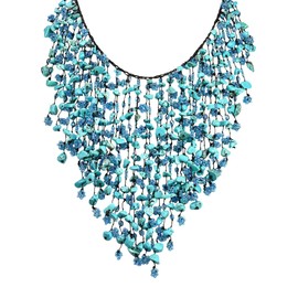 AeraVida Dramatic Draping Waterfall Simulated Turquoise Layered Statement Collar Necklace