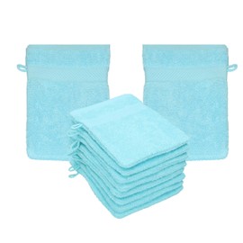Betz Palermo Wash Mitts 100% Cotton Set Size 16 x 21 cm Turquoise Pack of 10