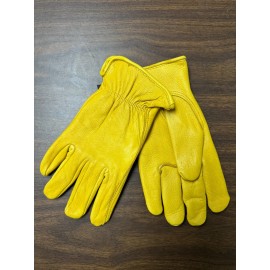 Grand Rapids Hide Company Men's Real Deerskin Leather Gloves, Tan/Yellow, Lined, M