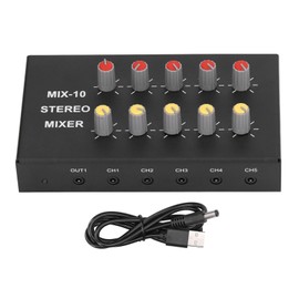 10 Channel Audio Mixer with 3.5mm Jack 10 Input 2 Output Stereo Sound Amplifier Mixer DC5‑12V
