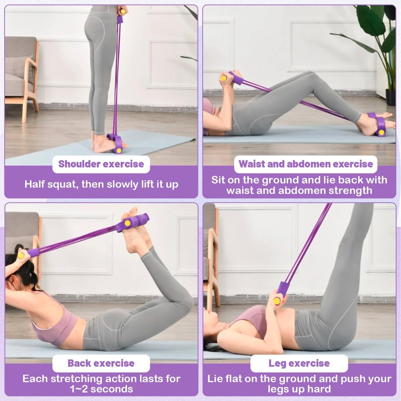 Multifunction Tension Rope, 6 Tube Foot Pedal Resistance Bands with