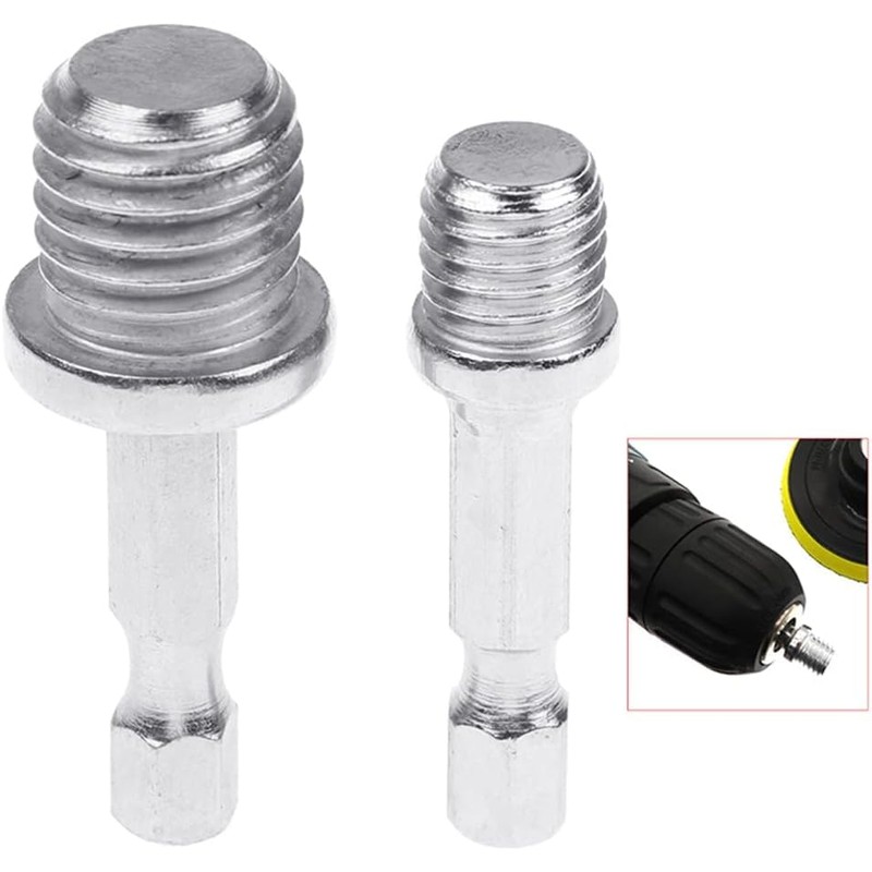 2Pcs Silver Electric Drill Accessories Outer Hexagon Conversion Rod M10+M14