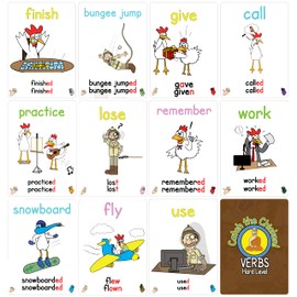 VERBS Hard Level Catch The Chicken English Card Game English Verb Flash Card Game Action English Card Game