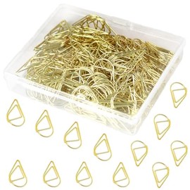 150 clips pequeños de papel de color dorado, bonitos clips decorativos de gota de agua, suministros básicos de oficina para invitaciones de boda
