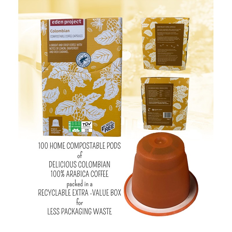 THE EDEN PROJECT 100 COLOMBIAN Home Compostable Coffee Pods -