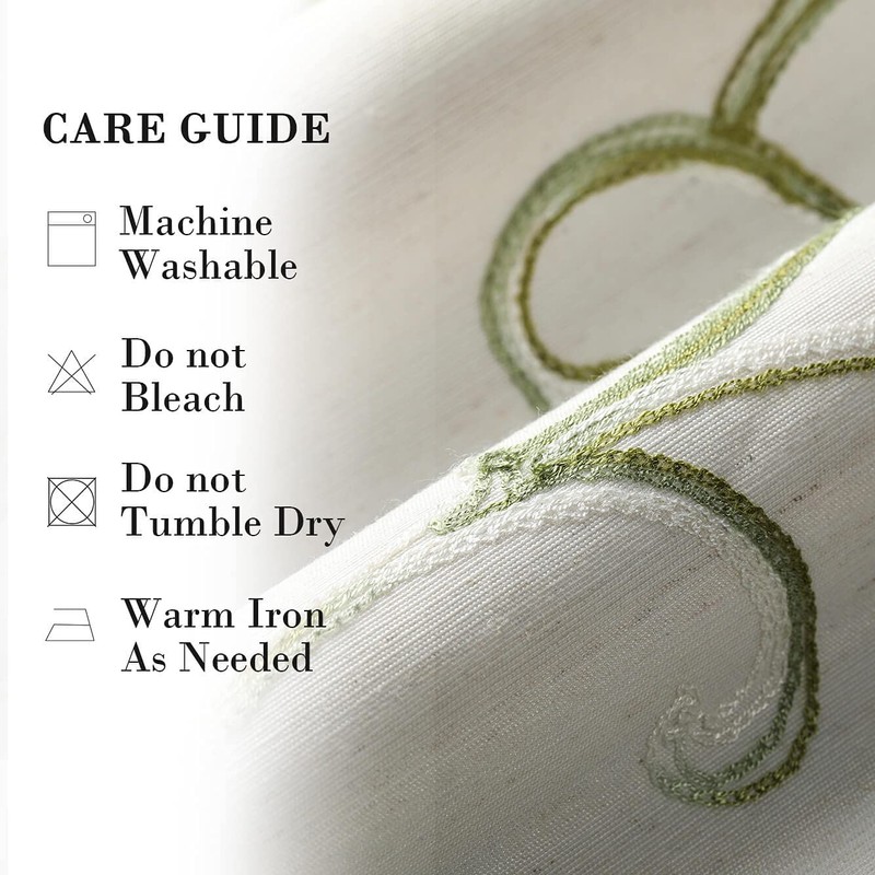 VOGOL Leaves Pattern Valances for Kitchen Window, Elegant Linen Textured