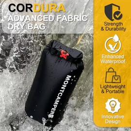CORDURA - Bolsa seca impermeable de 10 l – Saco resistente IPX6 con silbato de supervivencia para kayak, camping, barco, playa, mochila ligera seca (n