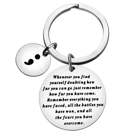 Baipilu Suicide Prevention Awareness Keyrig Gift for Women Men Inspirational Semicolon Keychain Gifts Depression Awareness Present Encouragement Mental Health Keyring Gifts Christmas Birthday Present