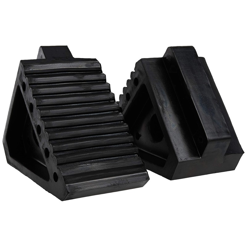 MAXXHAUL 70472 Solid Rubber Heavy Duty Black Wheel Chock 2-Pack,