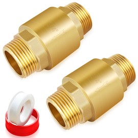 Boltigen 2Pcs 3/4in NPT Spring Check Valve, Brass Non Return One Way Check Valve, Vertical Inline Water Backflow Preventer for Well, Pump, Tank (3/4" Male x 3/4" Male(DN20))