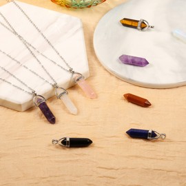 21 Pieces Crystal Healing Crystal Set, Natural Crystals and Healing Stones Set, Colourful Healing Crystals Chakra Stones, Hexagon Pendant Necklaces for Men and Women, Meditation Yoga Collection,