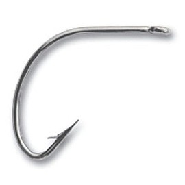 Mustad Classic Reversed Straight Eye Wide Gap Hollow Point Hook (Pack of 100), Nickel, 4/0