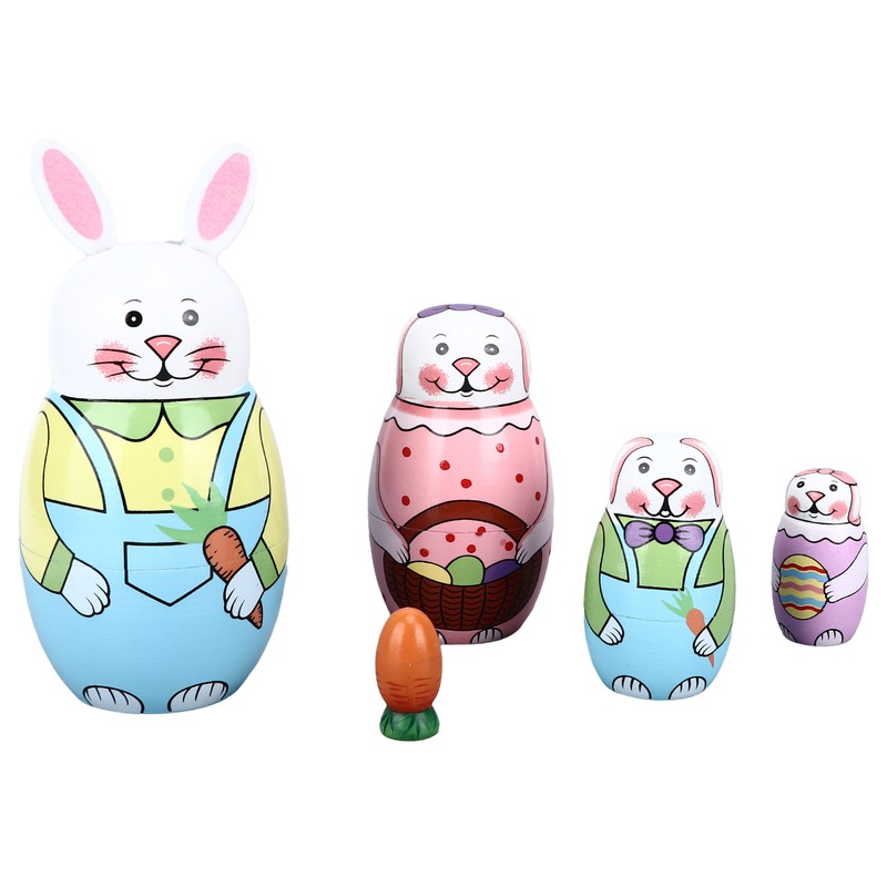Wooden Russian Nesting Dolls Rabbit Shape Wood Nesting Dolls for