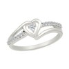 Sterling Silver Round Diamond Heart Promise Ring (1/10 cttw)Size 5