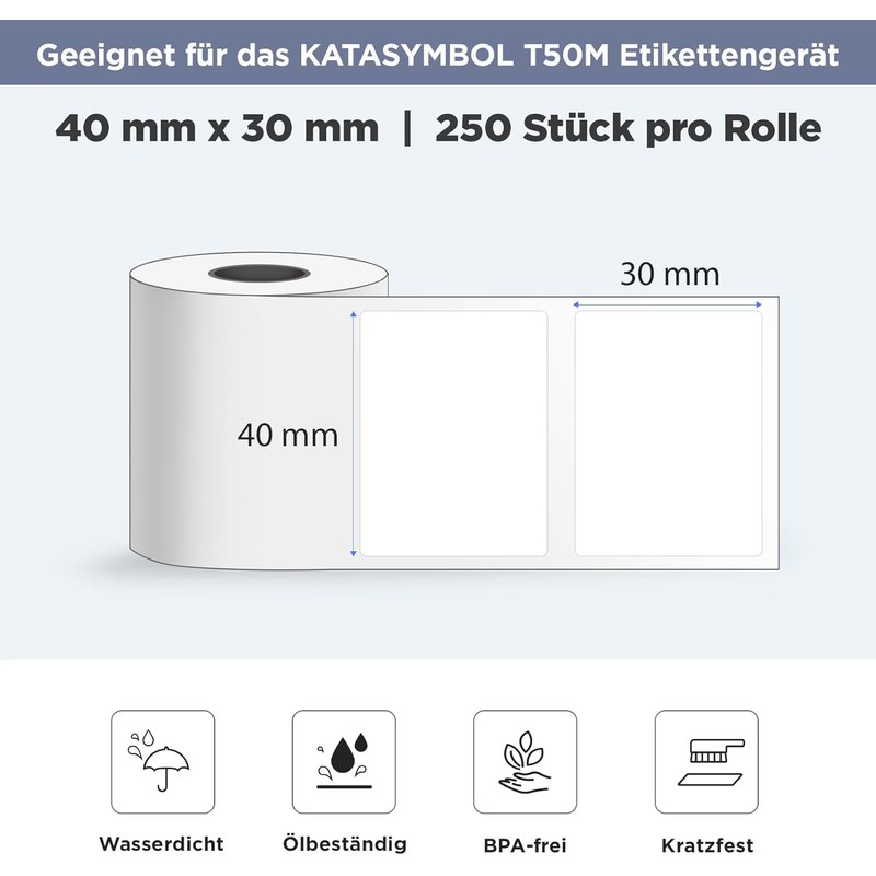 SUPVAN KATASYMBOL T50M Pro/Plus Label Tape Paper, Waterproof Labels for