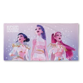 Asciugamano con licenza ufficiale K-Pop Demon Hunters | Morbidissimo al tatto, design celeste | Perfetto per la casa, il bagno, la spiaggia e la piscina | 100% cotone | 140 cm x 70 cm