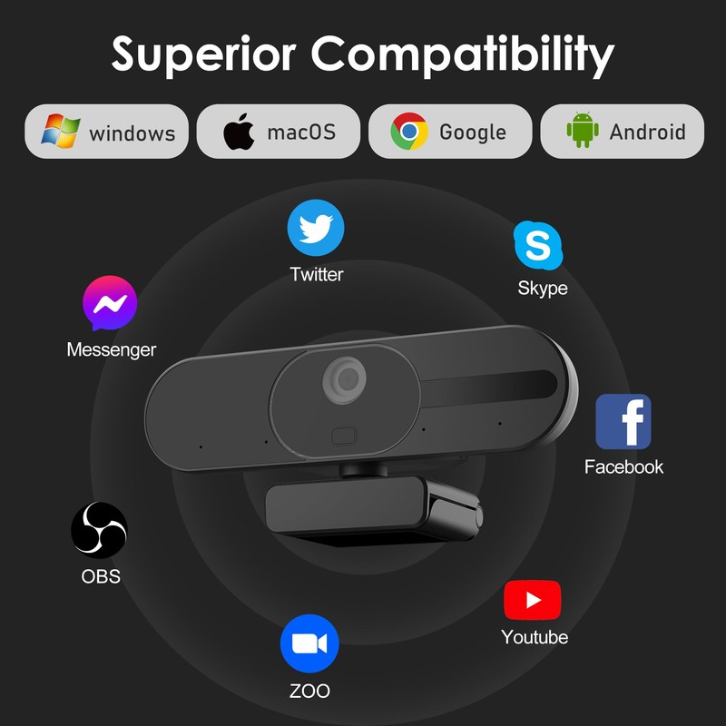 VIZOLINK V21 Webcam 4K, Ultra HD Webcam with Microphone, Speaker,