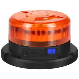AnTom Magnetic Wireless Strobe Beacon Light, 24 LED USB-C Rechargeable Safety Warning Flashing Light with 9 Modes, Waterproof Emergency Beacon for Vehicles, Construction, and Outdoor Use, Amber