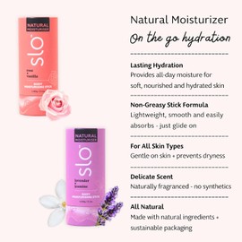Slo Barra Hidratante Natural Bálsamo Corporal Con Ingredientes Orgánicos Hidratante Y Nutritivo Coco, Manteca De Cacao Y Antioxidantes Ideal Para Viajes Vainilla, Rosa Y Jazmín 2 X 60 G
