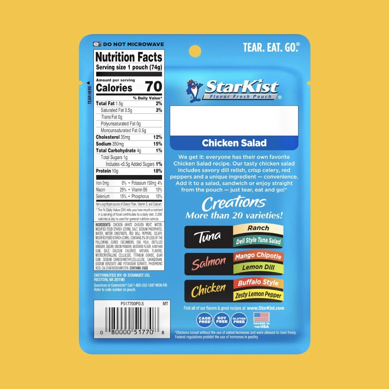 StarKist Chicken Creations Chicken Salad Pouches 12 Pack 2.6 Ounce