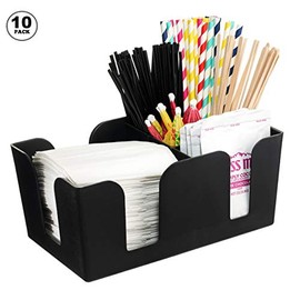 [10 PACK] Bar Caddy with 6 Compartments, Plastic Bar Organizer, Heavy Duty Refillable Bar Organizer, Barware Caddy, Napkin Dispenser, Straw Organizer by EcoQuality