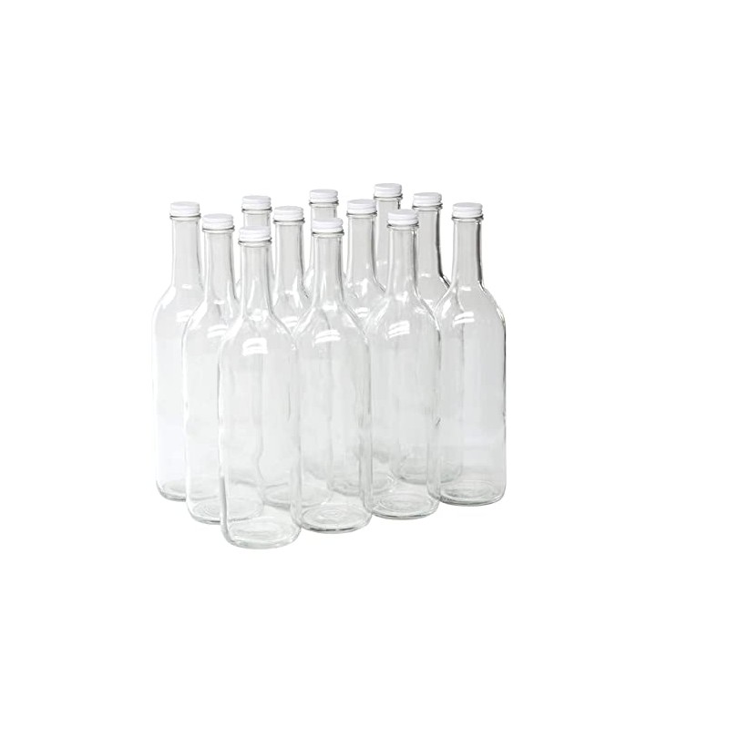North Mountain Supply 750ml Clear Glass Bordeaux Wine Bottle Flat-Bottomed