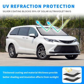 Front Windshield Sun Shade Custom Fit Compatible for Sienna 2011-present Sunshade Foldable UV Ray Reflector Sun Visor Protector Accessories Shield Cover Reflective (for Sienna 2011-present)