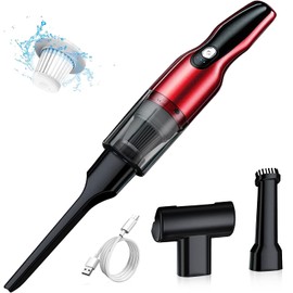 RUGNADOO Aspiradora de Mano Inalambrica, Aspirador de Coche USB Carga Rapida, 12000pa Plumero de Aire Comprimido Eléctrico, Potente con BateríA de 4000mah para Coche, Oficina y Hogar (Rojo)