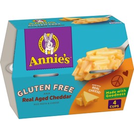Annie's Gluten Free Macaroni and Cheese, Rice Pasta & Real Aged Cheddar, Microwavable Dinner, 4 Cups