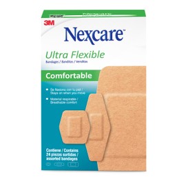 3M Nexcare, Venditas Ultraflexibles, Tamaños Surtidos, Color Beige, Caja con 24 piezas