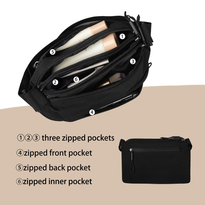 Kememo Crossbody Bags for Women Multi-Pocket Shoulder Bag Nylon Messenger