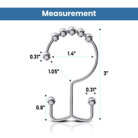 Utopia Bedding Double Glide Roller Shower Curtain Hooks, Double Sided Rings, Rust Proof Shower Curtain Hooks, Chrome